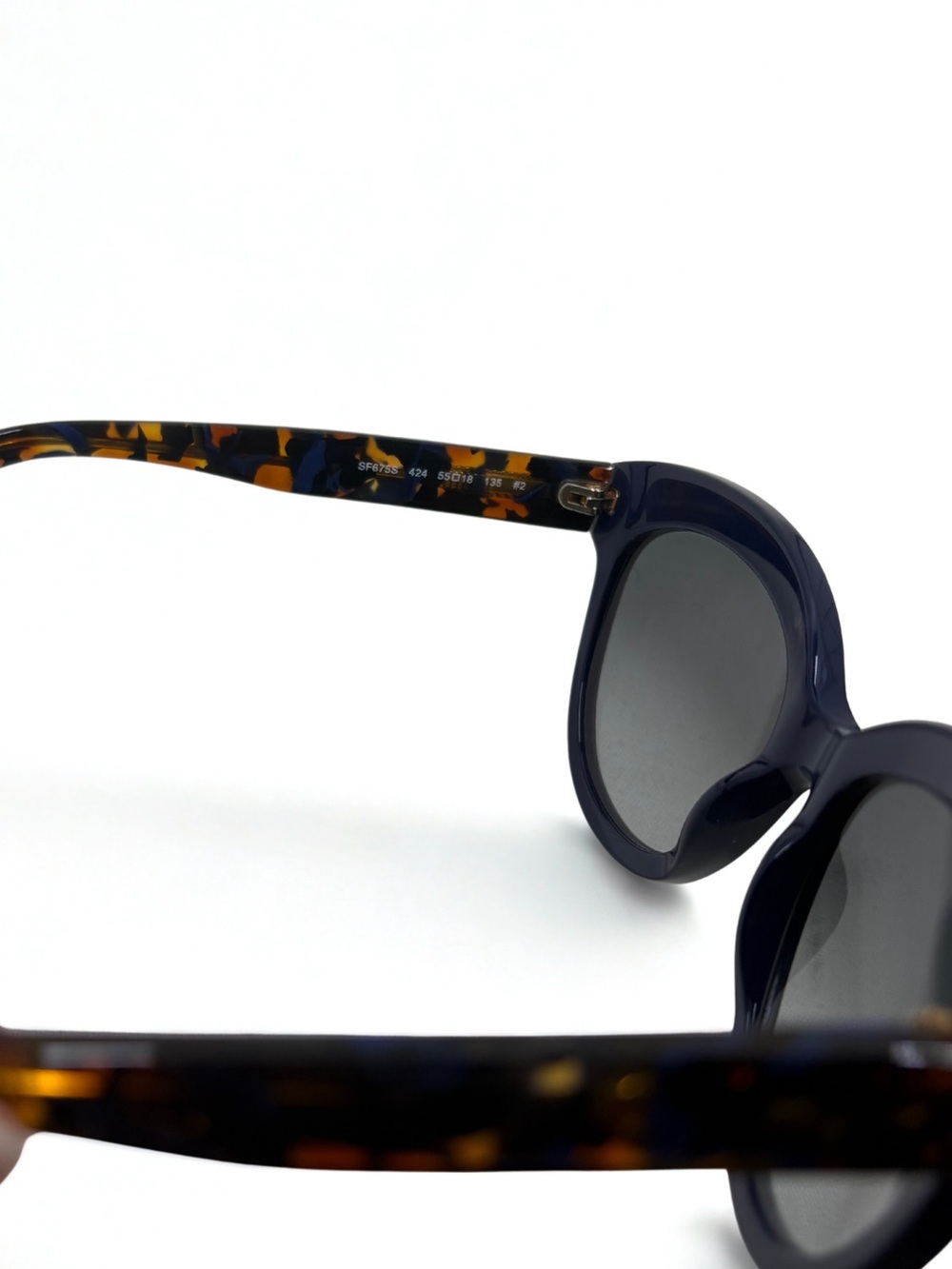 Salvatore Ferragamo Navy Frame with Tortoiseshell Temple Sunglasses - Picture 3 of 4